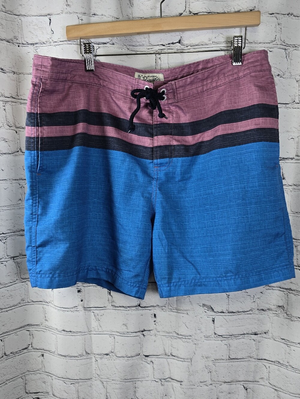 Original Penguin Men's Striped Swim‎ Trunks Board Shorts Size 36